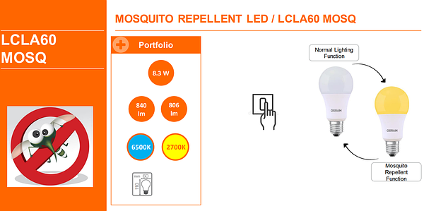 Фото 3. Антимоскітна лампа від комарів LED CL A60 MOSQ 8W/827 220V E27 12X1 OSRAM