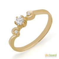 Золотое кольцо с бриллиантами 0,15 карат. НОВОЕ (Код: 16819)
