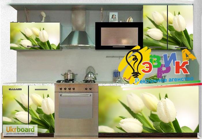 Фото 14. Виниловые наклейки на кухню Цветы