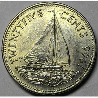 Багамы 25 центов 1966 год СОСТОЯНИЕ