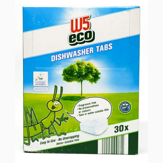 Таблетки для посудомойки без вредных добавок W5 Eco 30 шт Экологичные таблетки с функцией