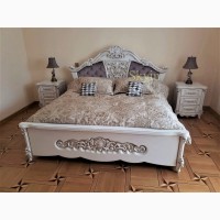 Шикарне дубове ліжко Кармелія бароко стиль з різьбленням