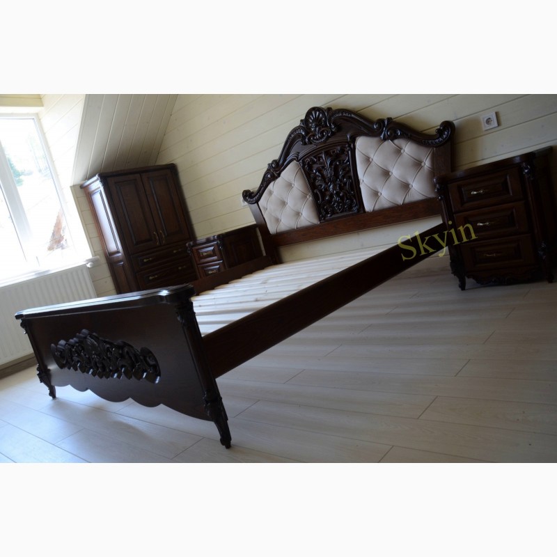 Фото 3. Шикарне дубове ліжко Кармелія бароко стиль з різьбленням