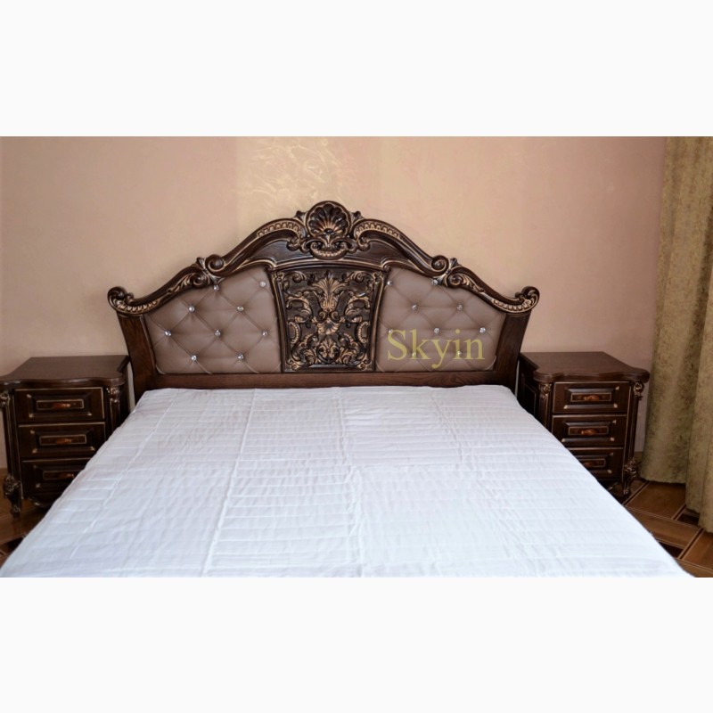 Фото 5. Шикарне дубове ліжко Кармелія бароко стиль з різьбленням