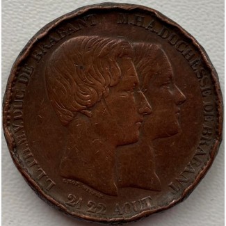 Бельгия 10 сантимов 1853 год ф328 РЕДКАЯ
