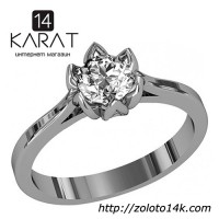 Золотое кольцо с бриллиантом 0, 42 карат 17 мм. Кольцо для предложения Белое золото. Новое