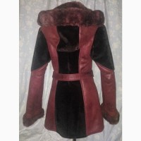Дубленка, куртка зимняя с капюшоном Slata, искусственный мех, р.46