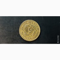 5 рейхспфеннигов 1925г. G. Германия. Алюминиевая бронза