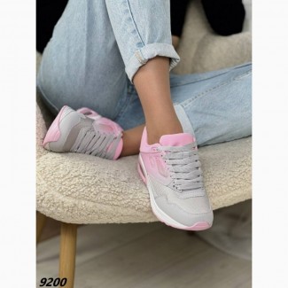 Кросівки Матеріал еко шкіра взуттєвий текстиль Колір сірий рожевий На шнурівці