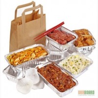 Упаковка,пищевые контейнеры из плотной алюминиевой фольги, тарелки для пиццы из картона.