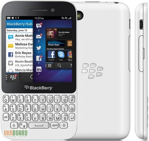 Фото 3. Сенсорный смартфон BlackBerry Q5 White с qwerty-клавиатурой