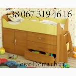 Детские кровати-чердаки со шкафом, ящиками, лестницей