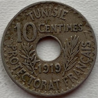 Тунис 10 сантимов 1919 год с548