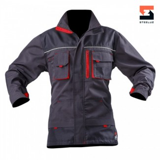 Куртка рабочая Steeluz, темно-серая с красными вставками