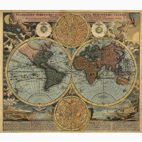 Подарок Директору - Настенная карта мира двух полушарий для кабинета