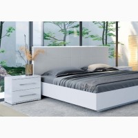 Белая кровать Фемили с мягким изголовьем стиль модерн