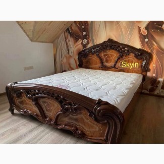 Класичне горіхове ліжко Кармен нове з художнім друком