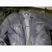 Джинсовая мужская осенне-весенняя куртка-пиджак, б/у, голубо-синий цвет