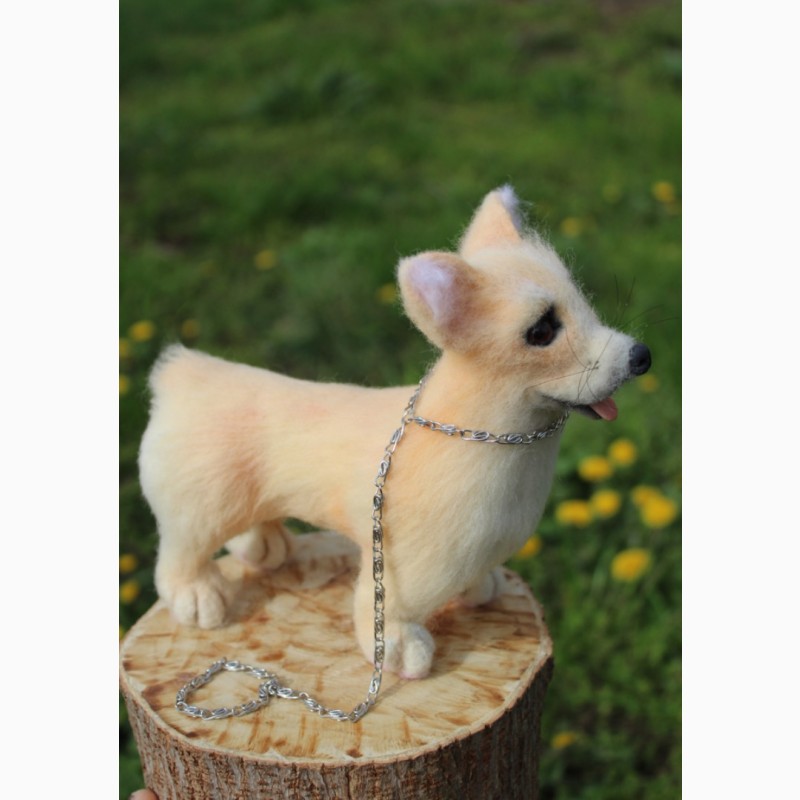 Фото 4. Коргі собачка валяна іграшка з шерсті інтерєрна собака войлочная сувенір