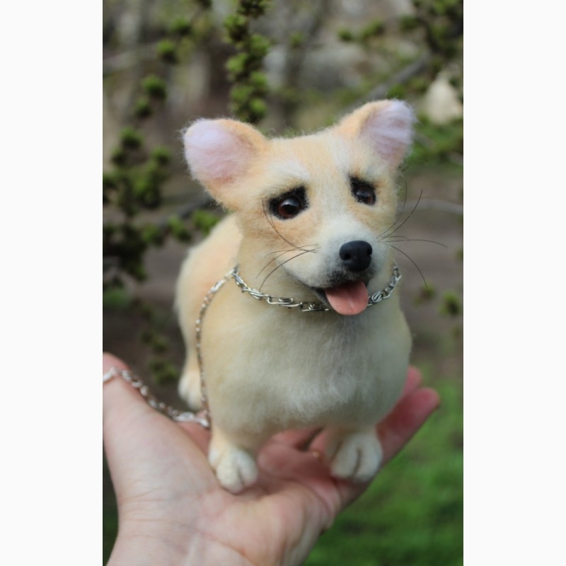 Фото 6. Коргі собачка валяна іграшка з шерсті інтерєрна собака войлочная сувенір