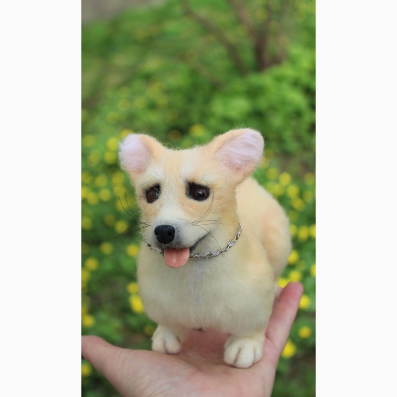 Фото 9. Коргі собачка валяна іграшка з шерсті інтерєрна собака войлочная сувенір