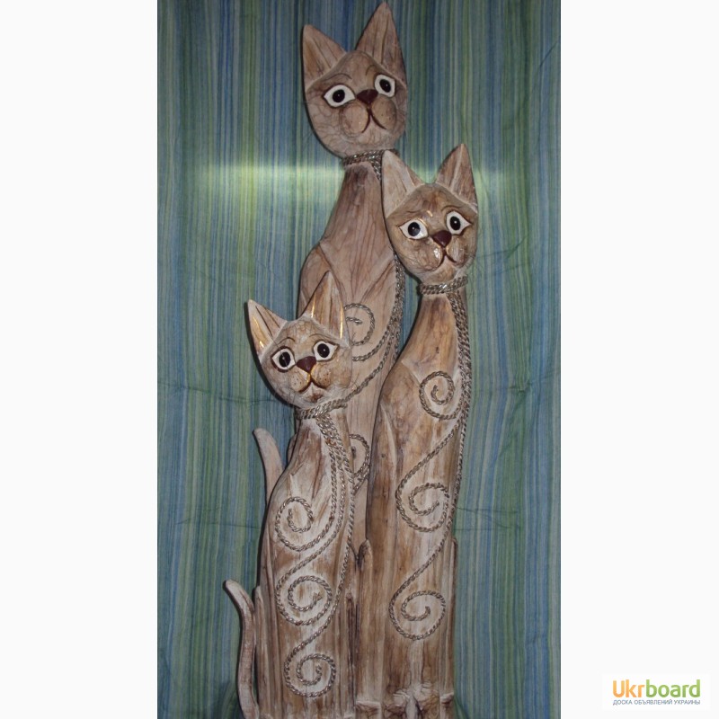 Фото 3. Статуэтки кошек деревянные декоративные