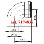 Колено Viessmann Ду 60/100мм. 87*. арт.7194836, алюминиевое