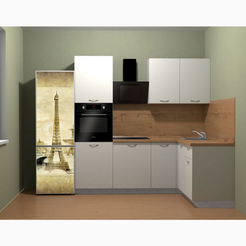 Фото 2. Дизайнерская наклейка на холодильник Париж