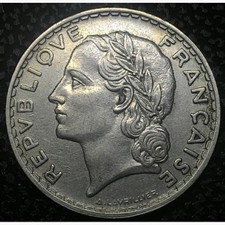 Франция 5 франков 1933 год НИКЕЛЬ!!! ОТЛИЧНАЯ