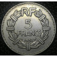 Франция 5 франков 1933 год НИКЕЛЬ!!! ОТЛИЧНАЯ