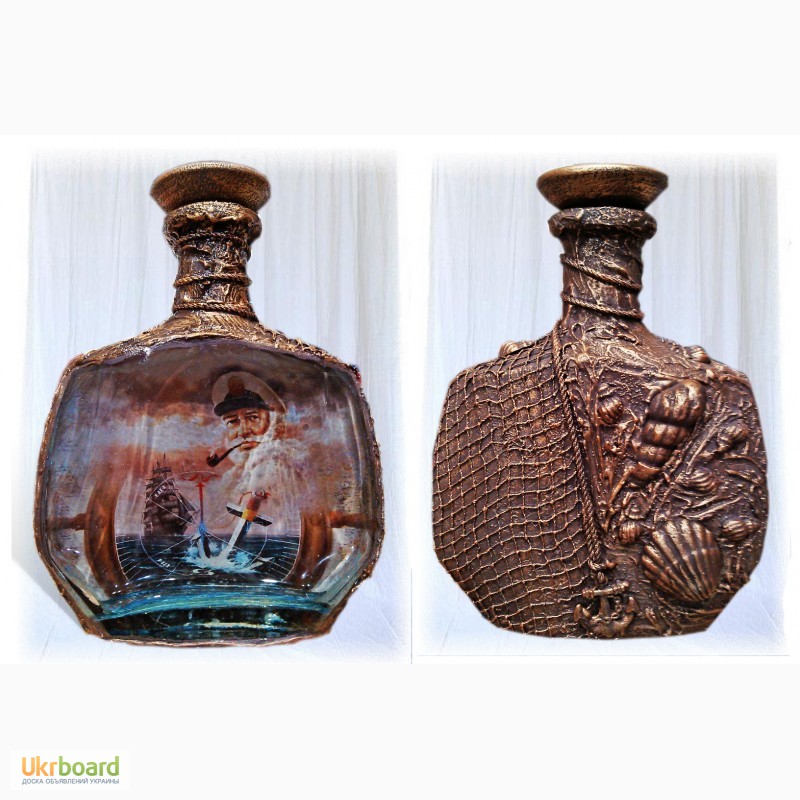 Оформление бутылки в морском стиле Подарок капитану, декор интерьера в морском стиле