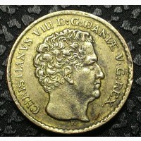 Дания, 3 скиллинга 1842 год серебро!! редкая!!! в отличном состоянии