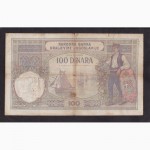 100 динаров 1929г. надп. (438) НЬ. 0446. Итальянская оккупация Черногории