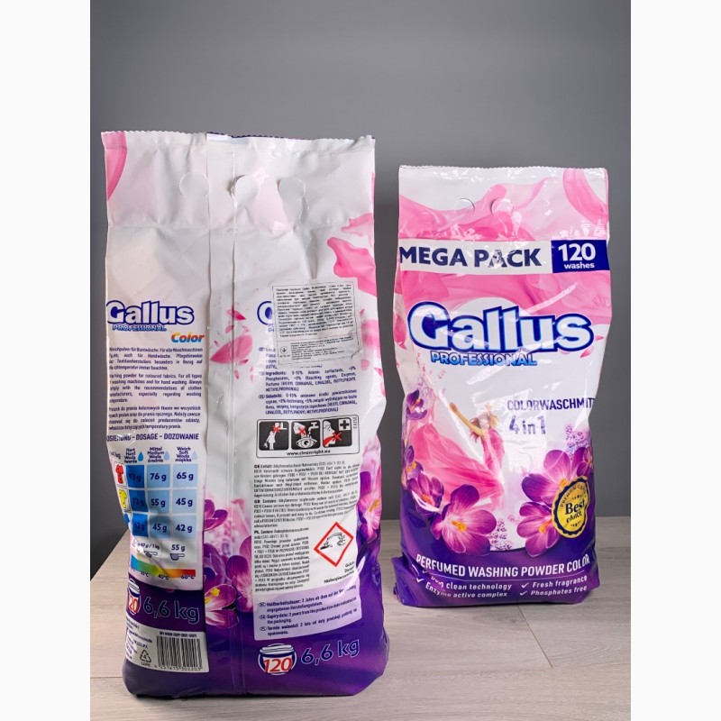 Фото 6. Порошок для стирки универсальный Gallus Professional Color 6, 6 KG 120 стирок в пакете в863