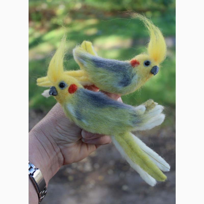 Фото 6. Валяна брош попугай Корелла прикраса іграшка інтерєрна валяний игрушка