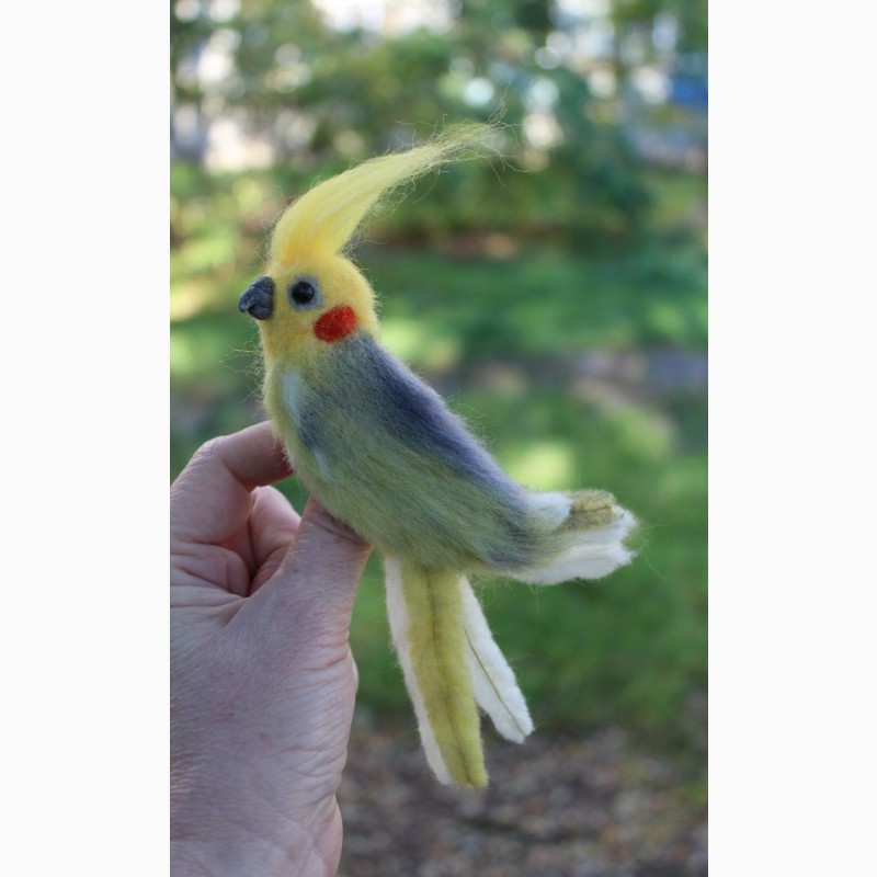Фото 9. Валяна брош попугай Корелла прикраса іграшка інтерєрна валяний игрушка