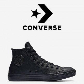 Кеды Converse All Star Чёрные Кожаные Конверсы 135251C
