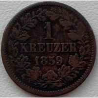 Баден 1 крейцер 1859 год г38