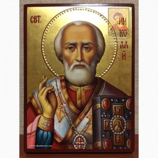 Св. Николай Чудотворец - рукописная икона в академической технике