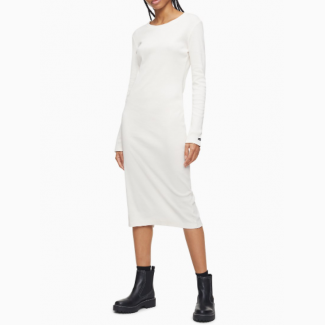 Однотонное платье миди с круглым вырезом и длинными рукавами Calvin Klein XL 52 размер