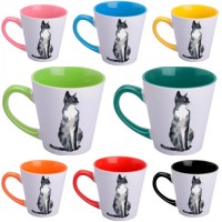 Яскраві чашки чашка з принтом Кішка акварельна преміум якість на сувенір на подарунок