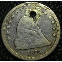 США 25 центов 1877 год СЕРЕБРО!!! ОРИГИНАЛ