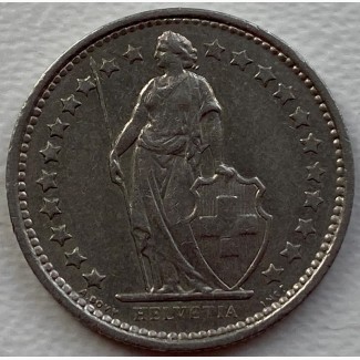 Швейцария 1/2 франка 1977 год ф55 СОХРАН