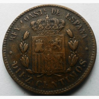 Испания 10 сантимов 1879