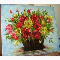 Картина маслом Букет троянд 60 50