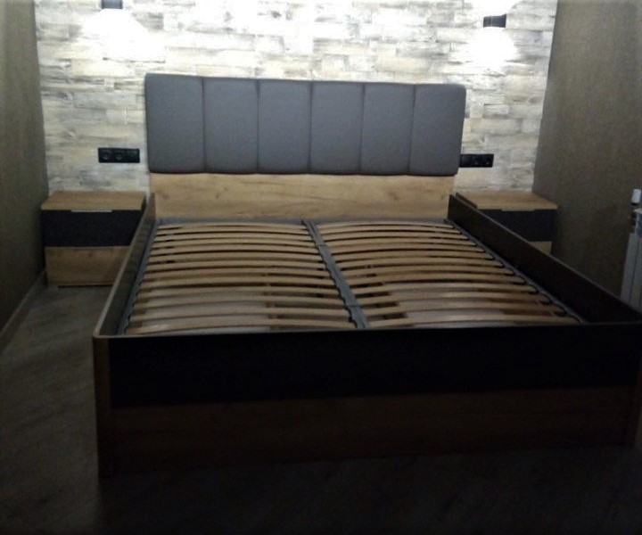 Фото 4. Двоспальне ліжко Рамона з мяким узголівям та висувними шухлядами