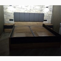 Двоспальне ліжко Рамона з мяким узголівям та висувними шухлядами