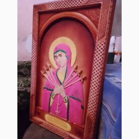 Икона Богородица Семистрельная ручной работы