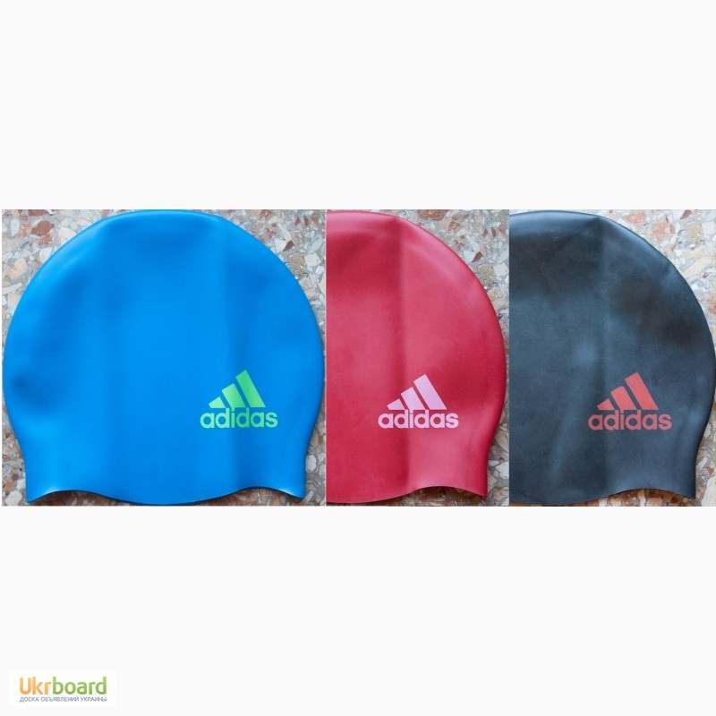 Фото 6. Детская шапочка для плавания Adidas Logo Silcap Y силиконовая черная