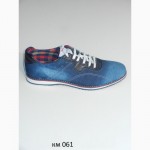 Джинсовые мокасины-кроссовки мужские синие на шнурках Турция код км061